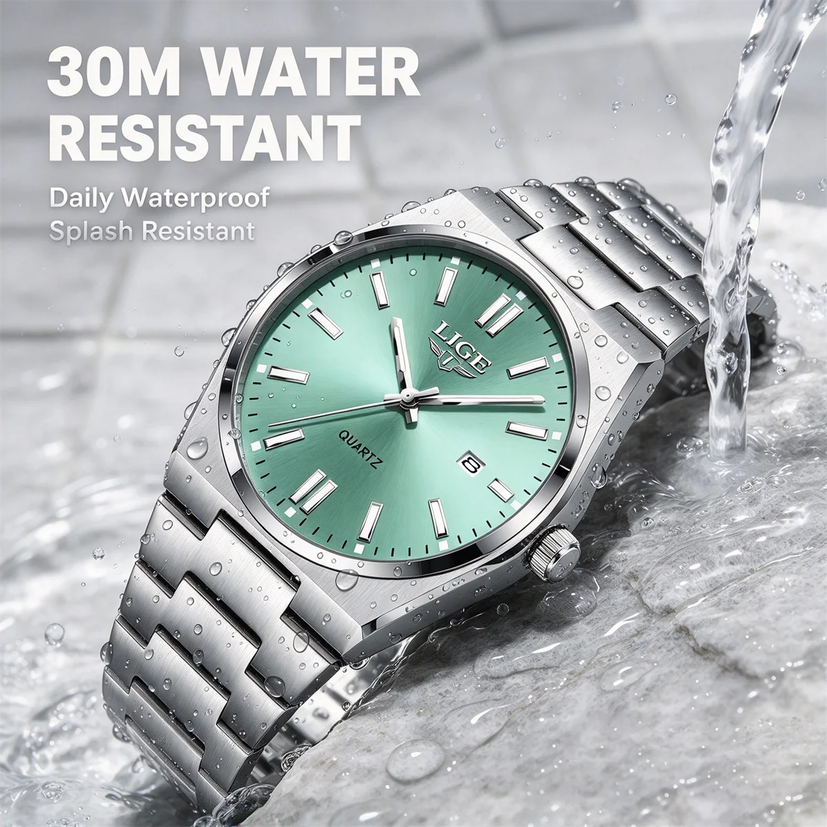LIGE Men's Watches Steel Sports Fashion Original Quartz Watch for Man Waterproof Luminous Date Clock Reloj Hombre Box