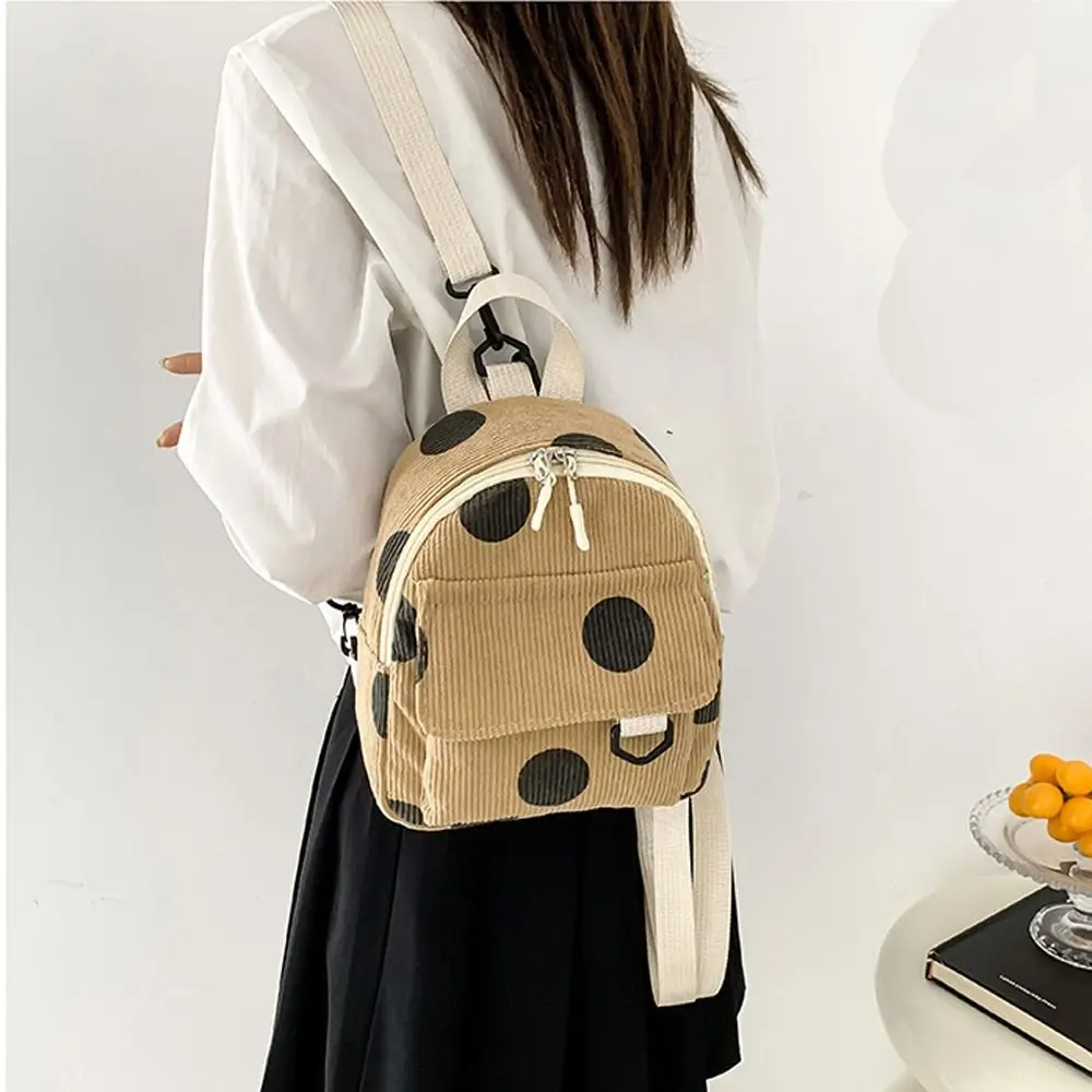 Large Capacity Mini Backpack Creative Corduroy Simple Traveling Rucksack Casual Lightweight Student Bookbags