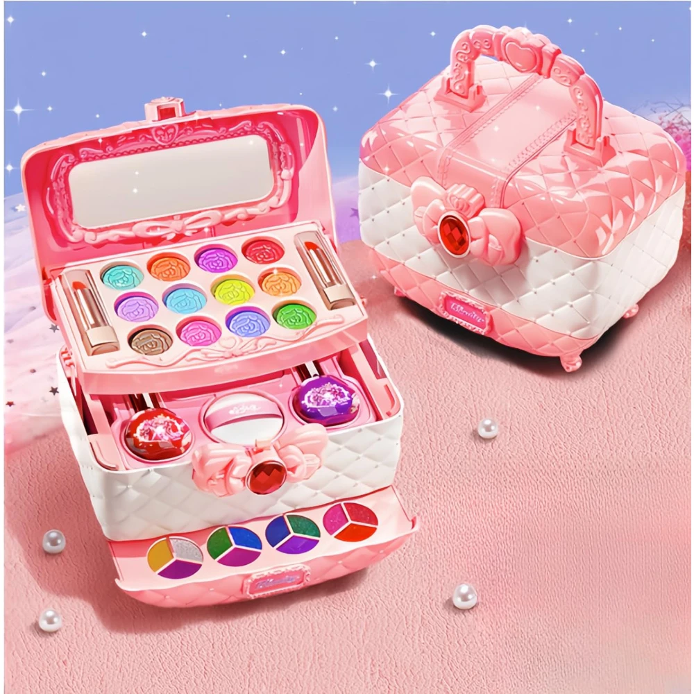 WizKidz Kit trucco per bambini per ragazza Regalo Set di bellezza lavabile Giocattoli con custodia per cosmetici Regalo di compleanno per bambine