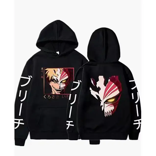 Anime BLEACH Kurosaki Ichigo Print Kapuzenpullover, Unisex, Cartoon-Pullover, lässiger Langarm-Hoodie für Männer und Frauen, Anime-Fans – Detail 9