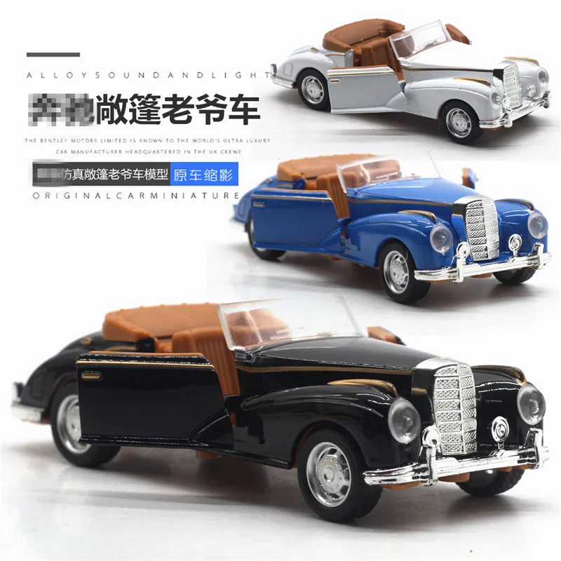 1:36 Retro Convertible Vintage Car Modello di auto in lega Auto in lega Giocattolo Modello classico Nuovo regalo per bambini