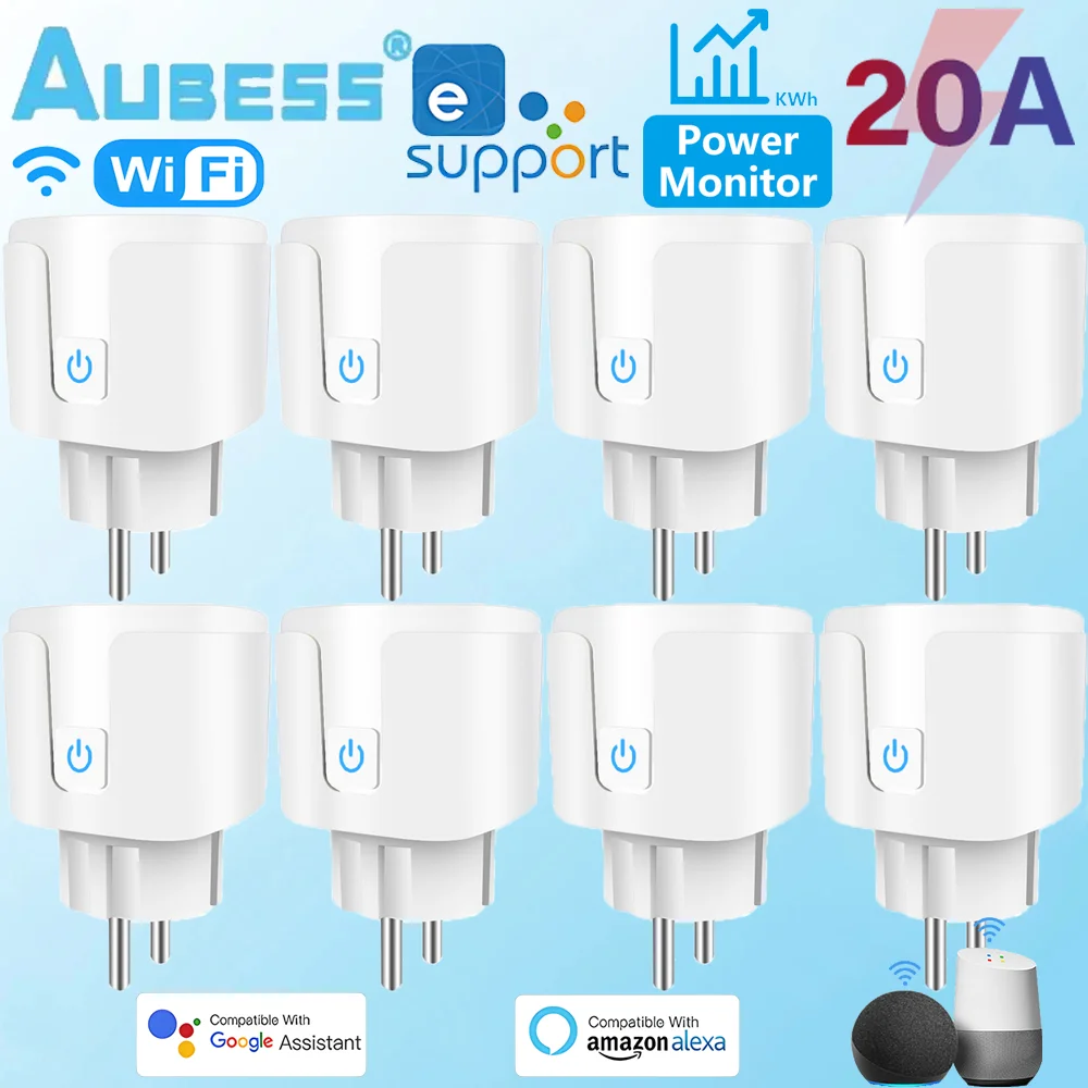 Smart Plug WiFi Socket EU 20A With Power Monitor Timing Function EWelink APP Control Works With Alexa Google Home Yandex Alice