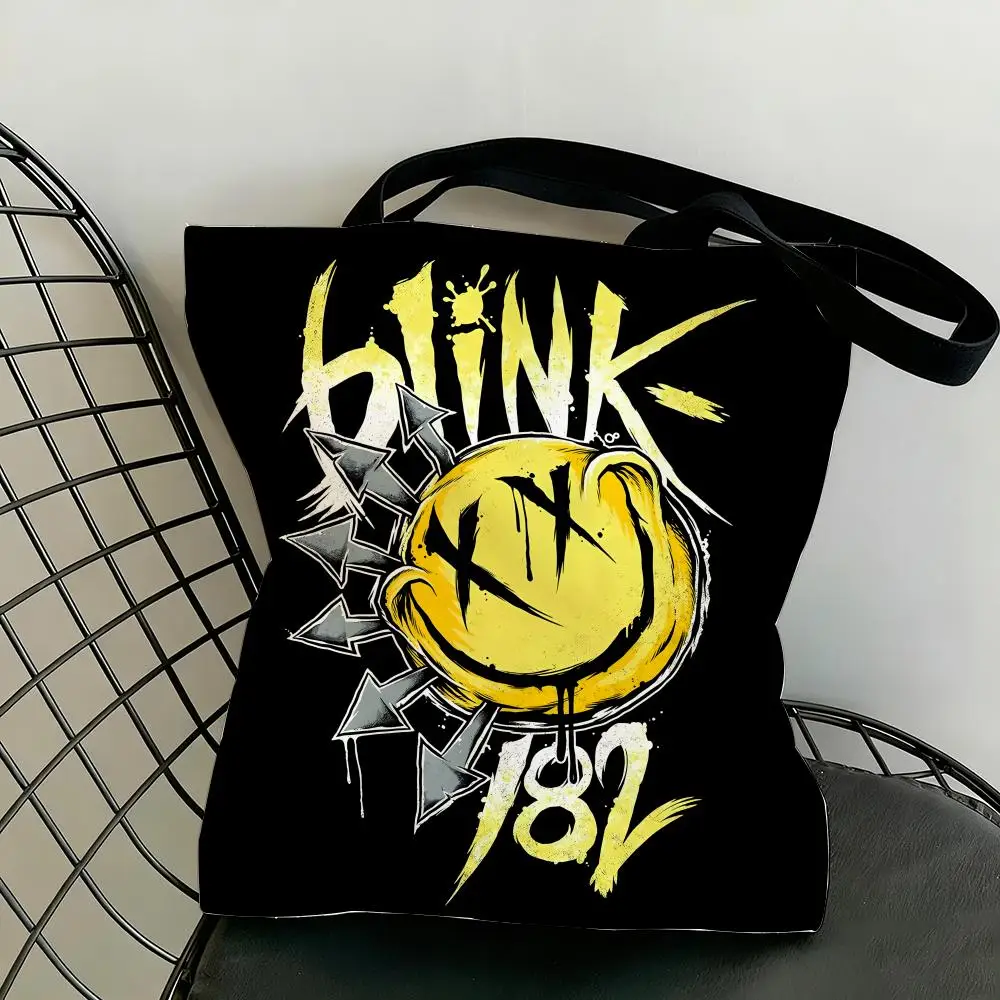 Bolsas de armazenamento Band B-BLINK-182, bolsa de lona leve, grande capacidade, bolsa de ombro, moda ecológica, bolsa multiuso