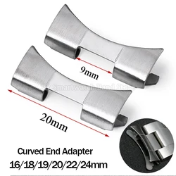 Curved End Metal Adapter 12/14/16/18/19/20/22/24mm for Seiko Stainless Steel Wrist Band Connector for Rolex for Oyster Accessory