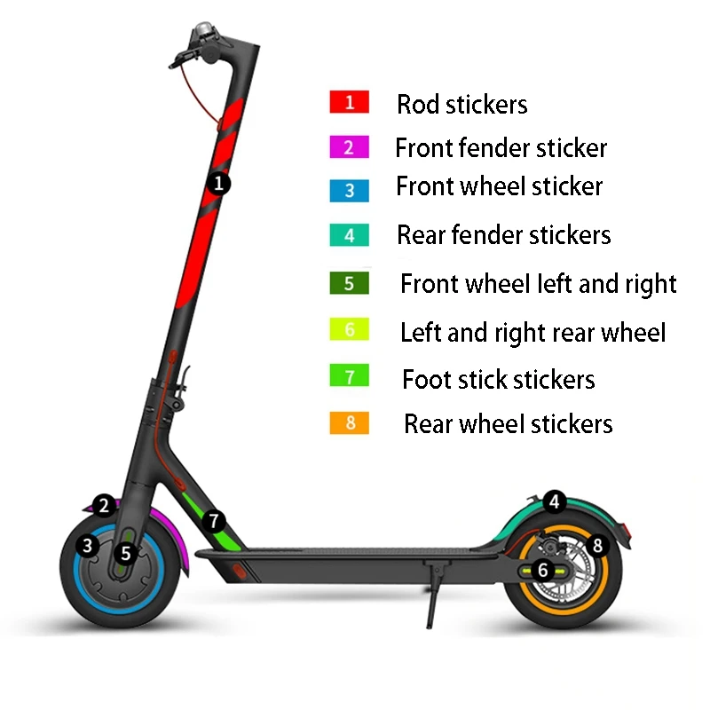 1 Set Reflective Stickers Scooter Full Set Stickers for Ninebot MAX G30 Kickscooter Foldable Stickers(Yellow)