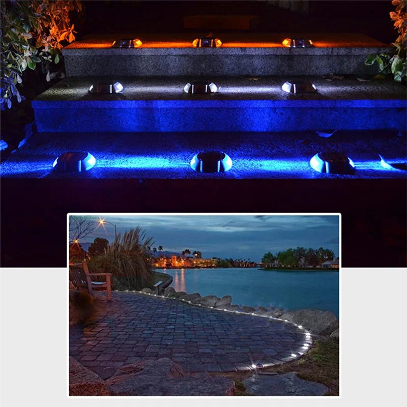 AB42-IP68 Waterproof LED Solar Powered Road Stud Light Road Reflective Ground Light Warning Light