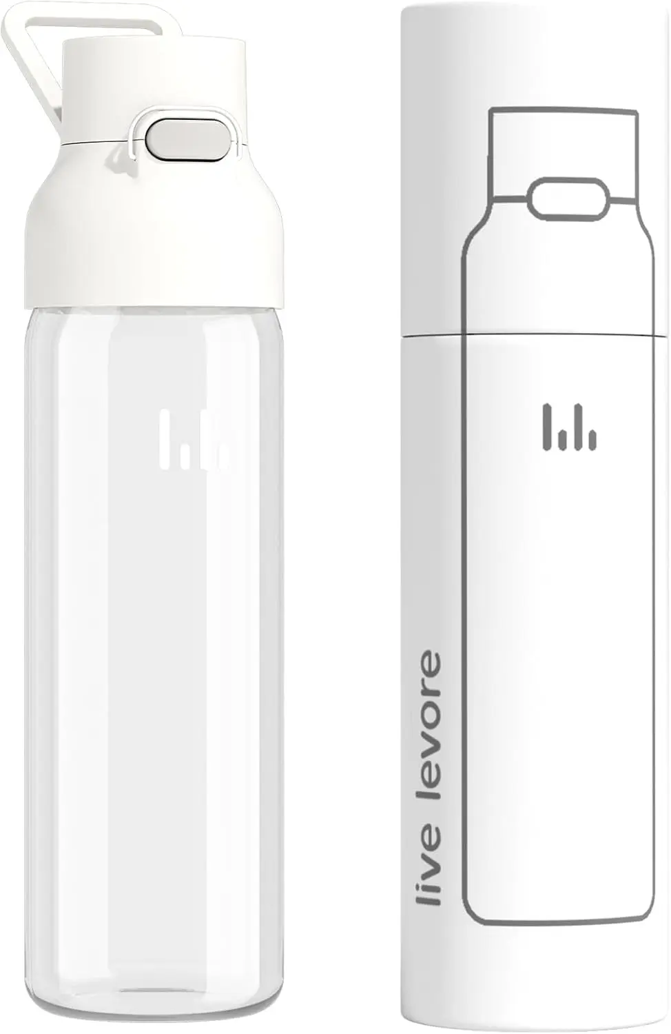 

25oz Clear Leak Proof Water Bottle with Flip Top Lid, BPA-Free Tritan, Dishwasher Safe, Fits Car Cup Holder (White, 1 Pack)