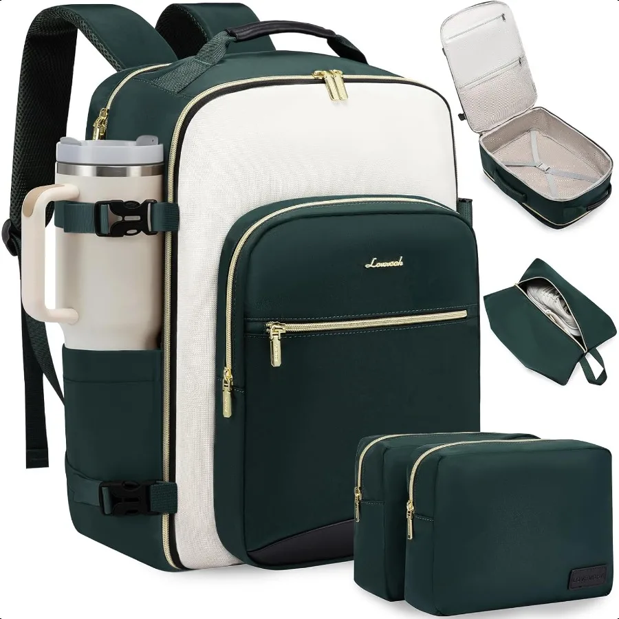 

40L Travel Backpack for Women Men Airline Appd Carry On Lage with 3 Packing Cubes TSA Overnight Bags Waterproof Personal Item B