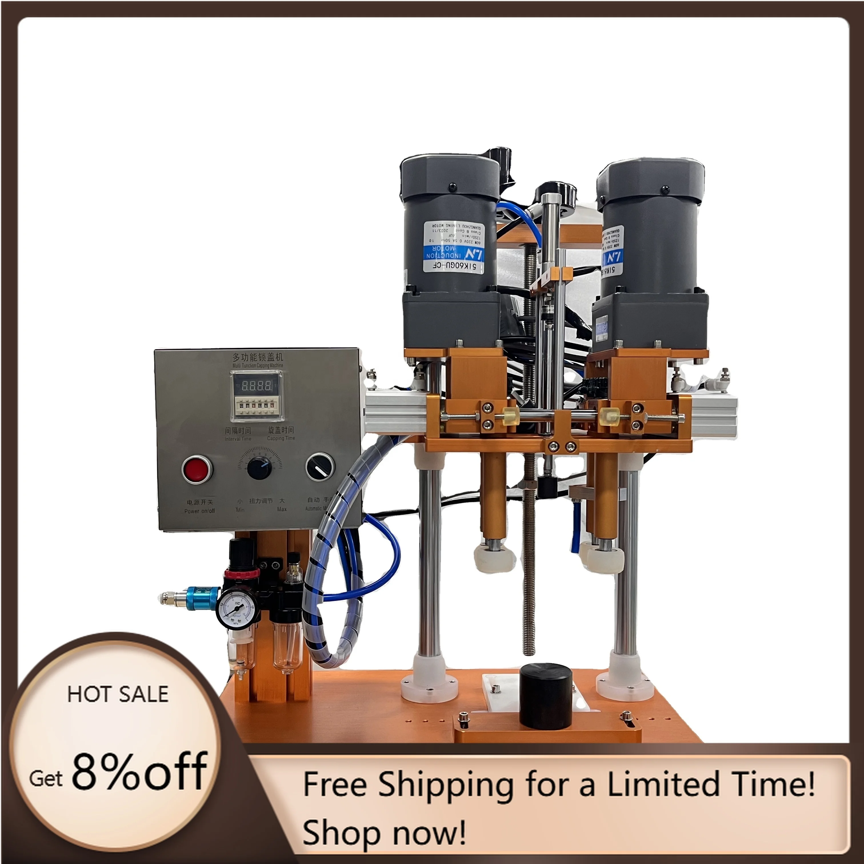 

Compact Bottle Cap Closing Equipment Semi Automatic Lid Tightener for Packaging