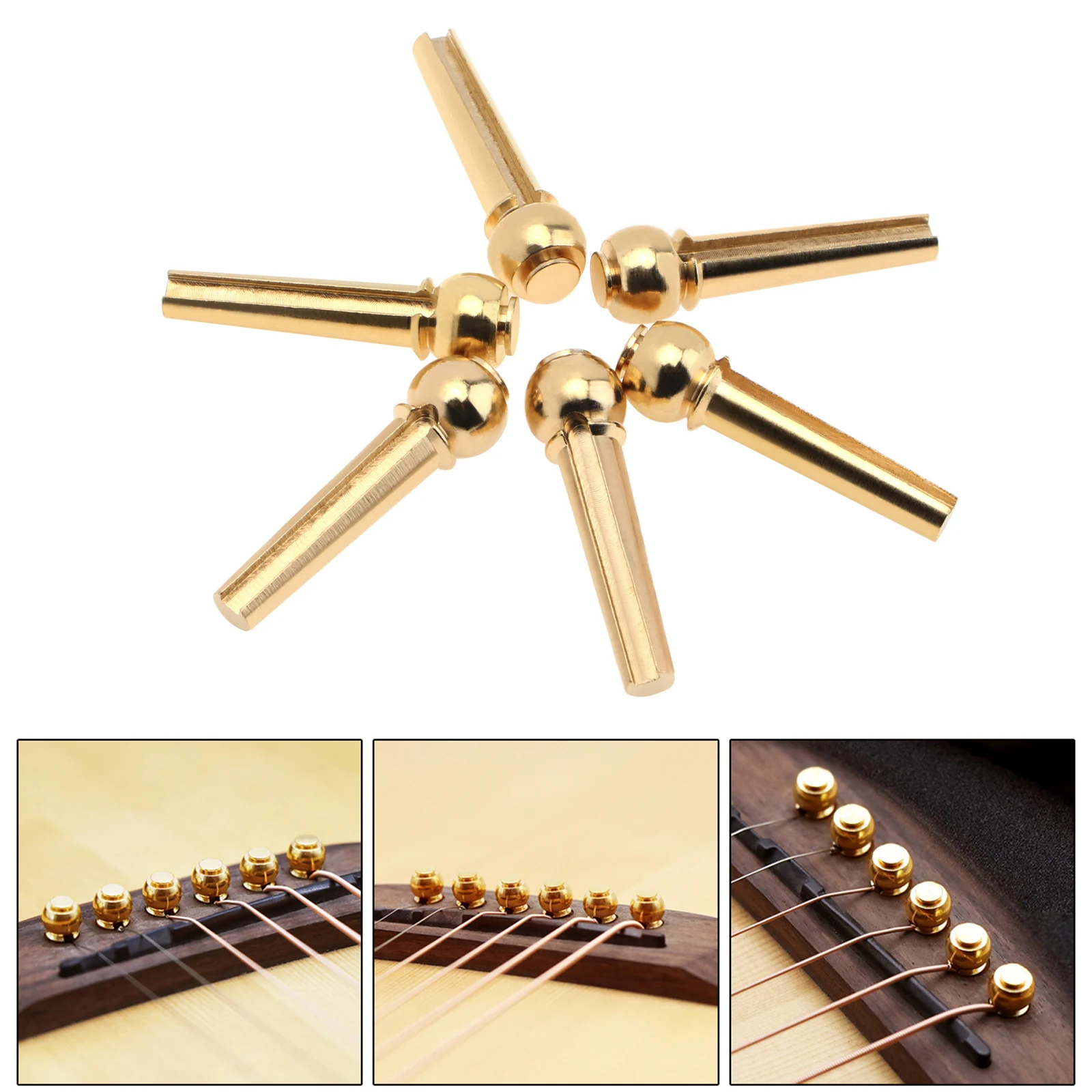 

6pcs/set Guitar Bridge Pin for Folk Acoustic Guitar Metal Strings Nail Pegs for Folk Acoustic Guitar