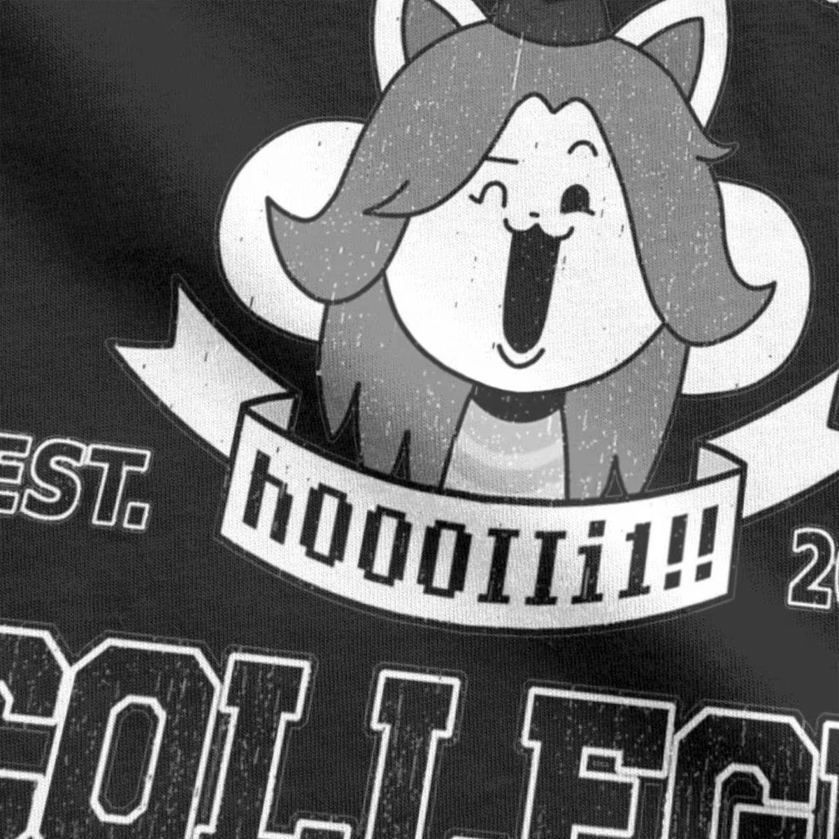 تي شيرت Temmie College Undertale للرجال من القطن الخالص تي شيرت ترفيهي برقبة دائرية تي شيرت بأكمام قصيرة ملابس للكبار