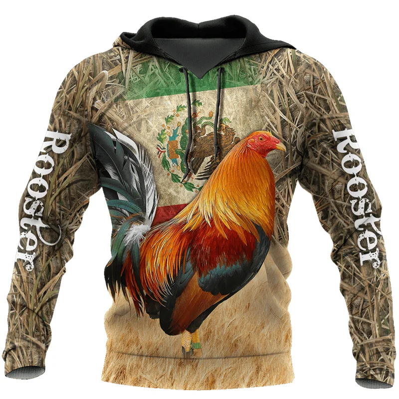 yk2 Spring and Autumn 3D Full Print Size Hoodie Man Women Harajuku Outwear Pullover Sweatshirt Unisex Beautiful Mexican Rooster