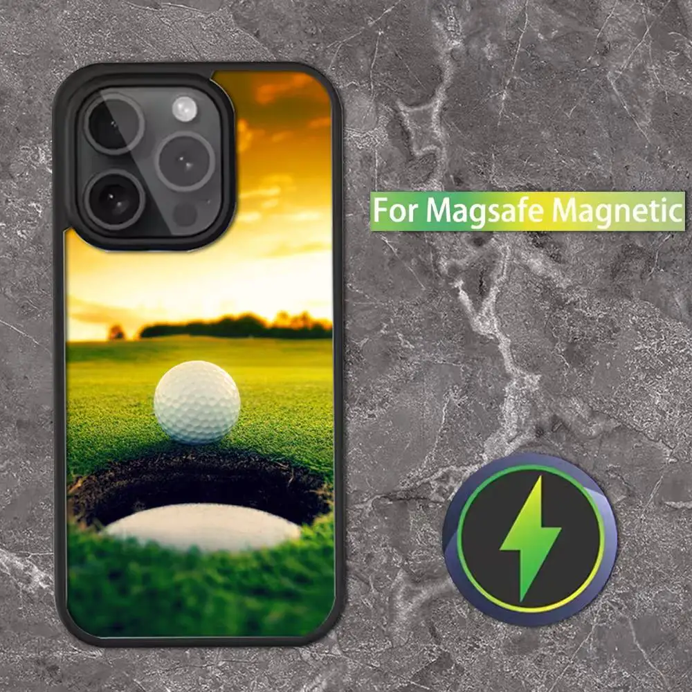 Custodia per telefono Sport Golf Ball per iPhone 16,15,14,13,12,11,Pro,Max,Plus,Mini,SE Magsafe Ricarica wireless magnetica