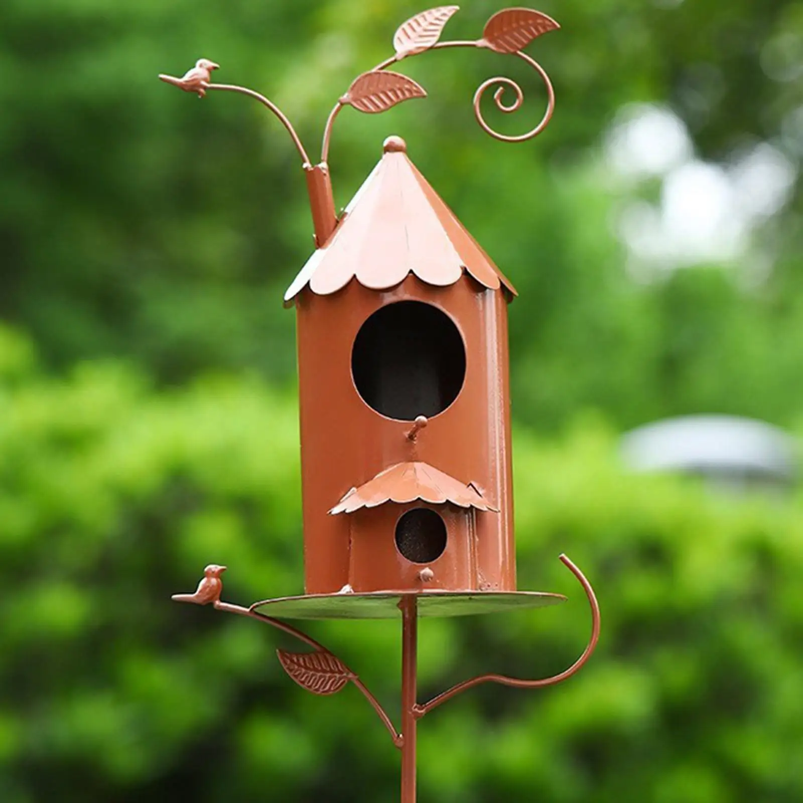 

Metal Birdhouse Stake Easy to Use Weatherproof Waterproof with Pole Outdoor Garden Stake for Patio Landscaping Backyard Lawn