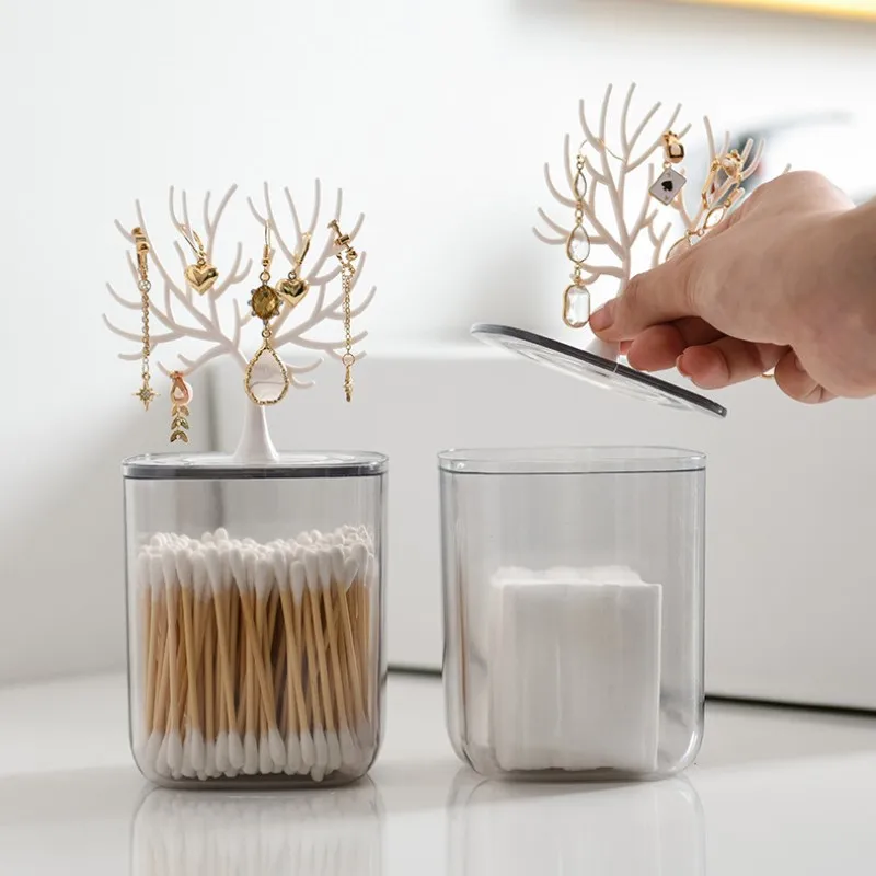 Creative Antler Jewelry Holder Cotton Swabs Container Cosmetic Makeup Cotton Pad Q-tip Organizer Acrylic Storage Box