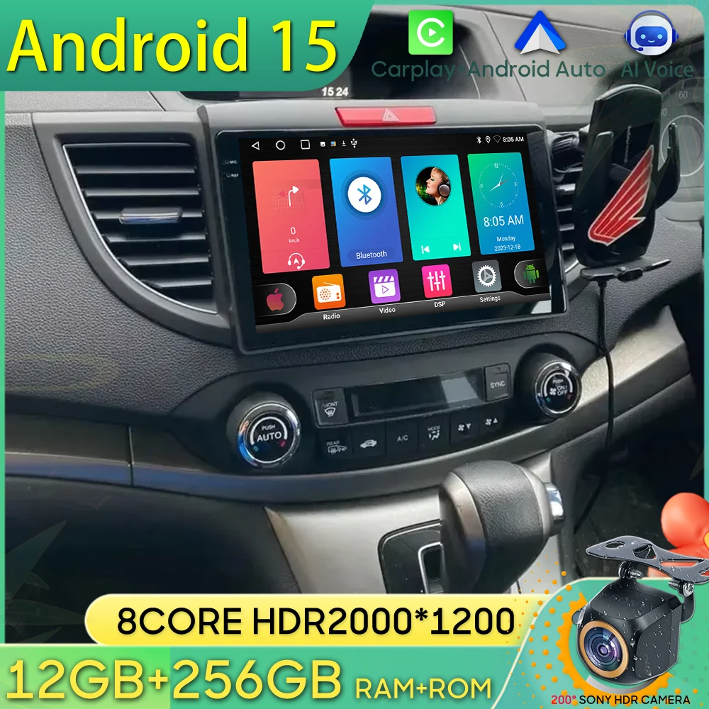 

Android 15 Car Radio For Honda CRV CR-V 2012-2016 GPS Navigation Android Auto Carplay Wifi Video Stereo 2K Screen BT No 2din DVD