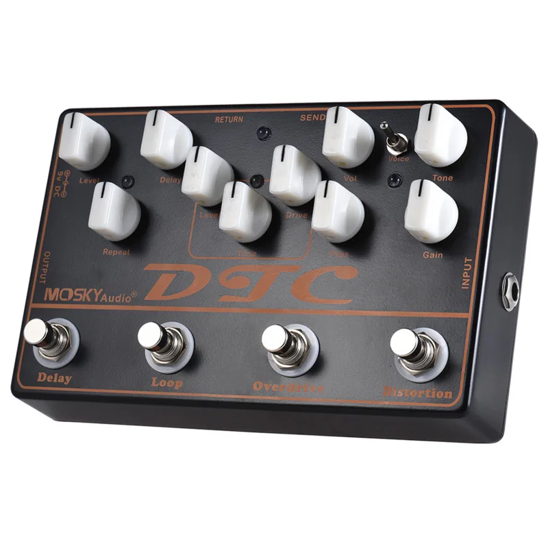 MOSKYAudio DTC 4-in-1 Electric Guitar Effects Pedal Distortion + Overdrive + Loop + Delay