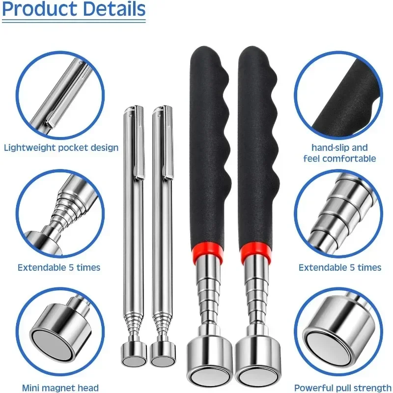 Magnetic Telescopic Pick-Up Tools Grip  Adjustable Extendable Long Reach Pen Handy Tool for Picking Up Screws Nuts Bolt