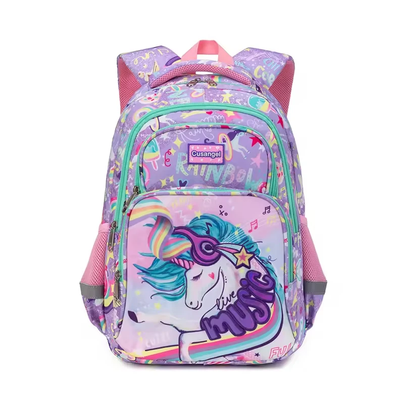 Unicorn Escola Primária Mochilas para Crianças, GM-6032, Cartoon School Bag, impermeável, alta qualidade