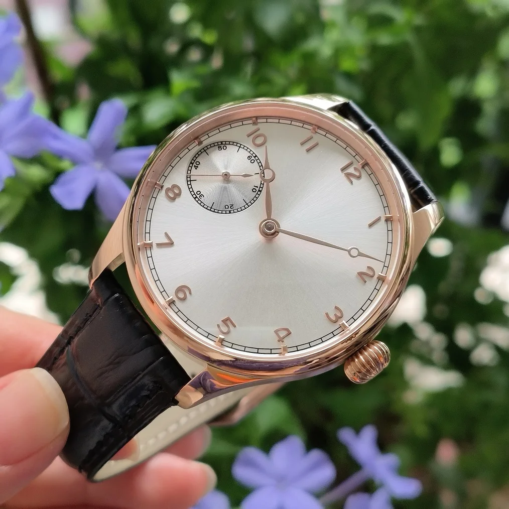 No logo 41mm rose gold case Sapphire crystal Silver dial Rose gold number Rose gold hand Mechanical Hand Wind watch ST3600