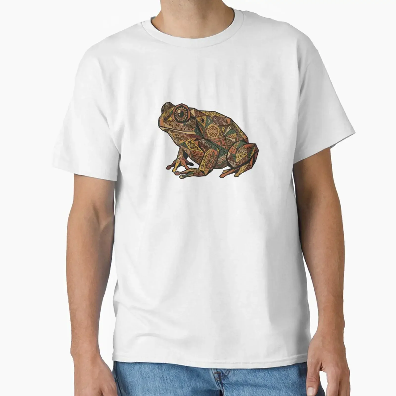 Frog with Snake and Sun Patterns Shamanic Art for Reptile Lovers designed sold by bsbd action vintage Washed homme Stylish