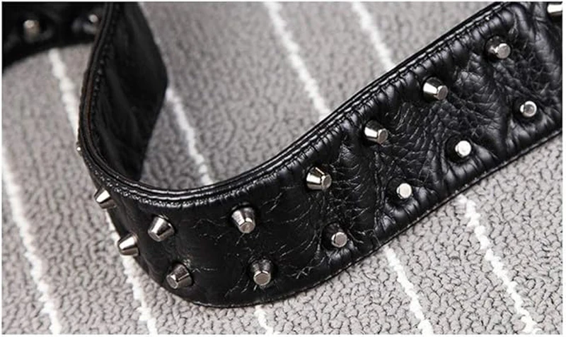 SHELKSBAG Calamity, mochila para mujer de cuero Pu, mochila con tachuelas de la Universidad gótica Punk, mochilas escolares de gran capacidad a la moda negras