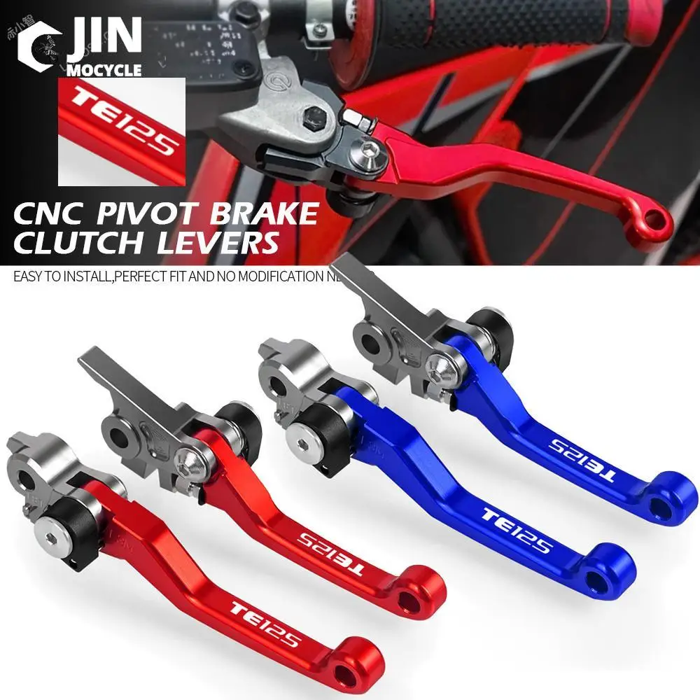 For HUSQVARNA TE125 2014 2015 2016 CNC Aluminum Motorcoss Pit Dirt Bike Pivot Foldable Brake Clutch Levers With LOGO TE125