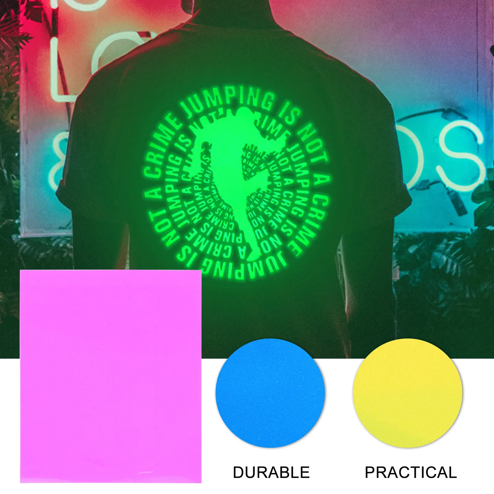 

8pcs Heat Diy T-Shirt Transfer Film Multipurpose Fluorescent Transfer Film For Shoes Aprons Caps Pu Material Durable Adhesive