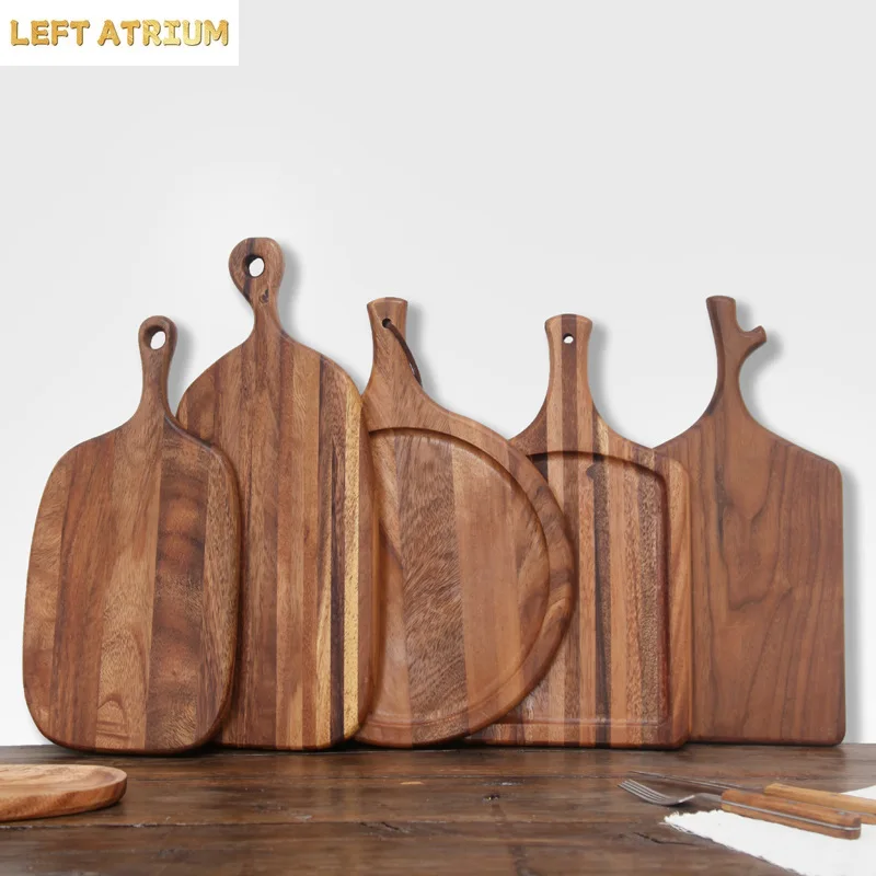 Walnut pizza plate Acacia wood tray Sushi round dried fruit plate Household breadboard Western food Steak cake plate