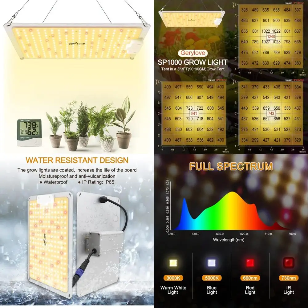 

Светодиодный светильник полного спектра с регулируемой яркостью SP1000, идеально подходит для комнатных растений с термометром и гигрометром, повышение роста растений и