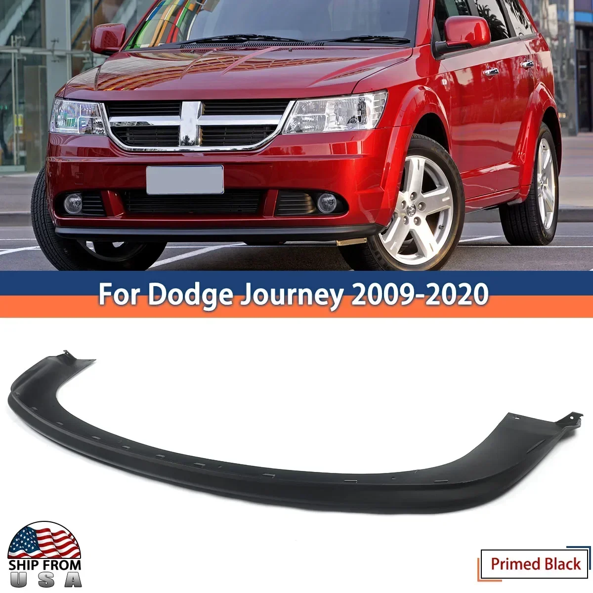 For 2009-2020 Dodge Journey Front Bumper Lower Valance Extension Primed Black