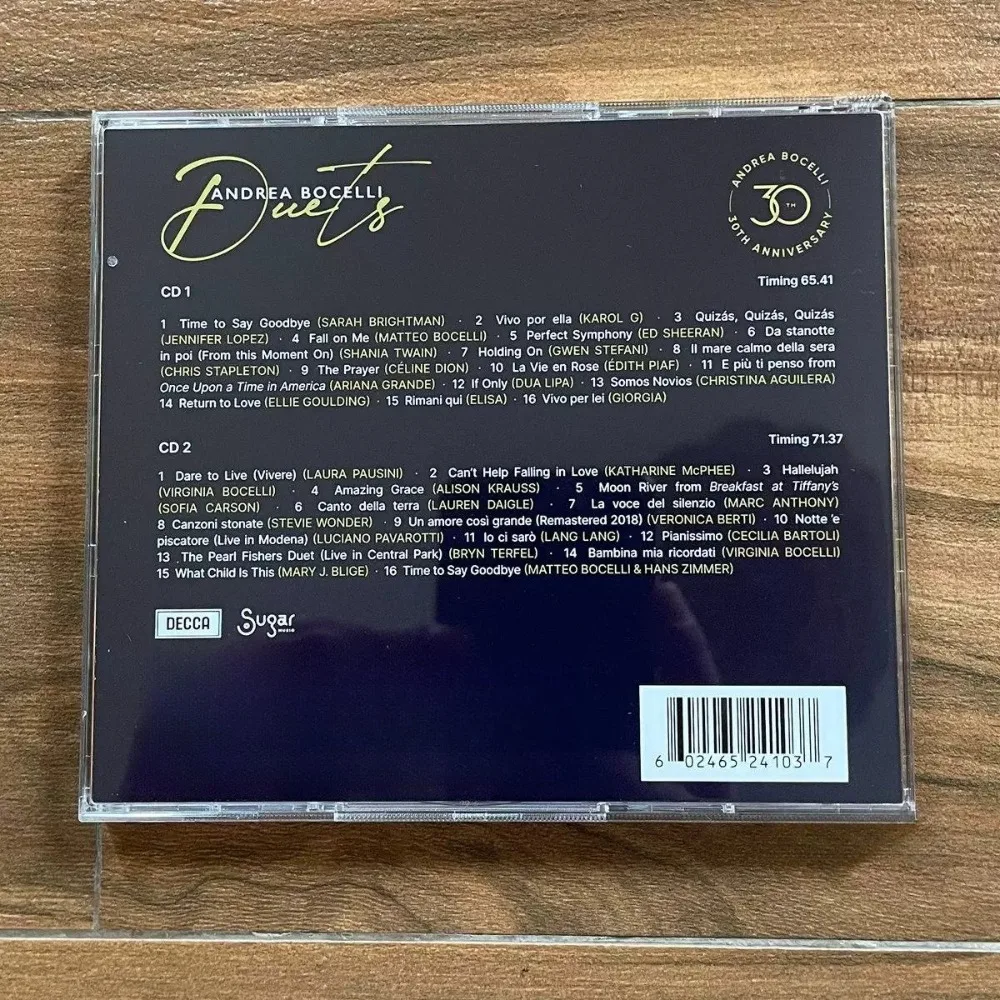 Andrea Bocelli Duets 30e anniversaire Sélection 2CD Collection Crossover classique