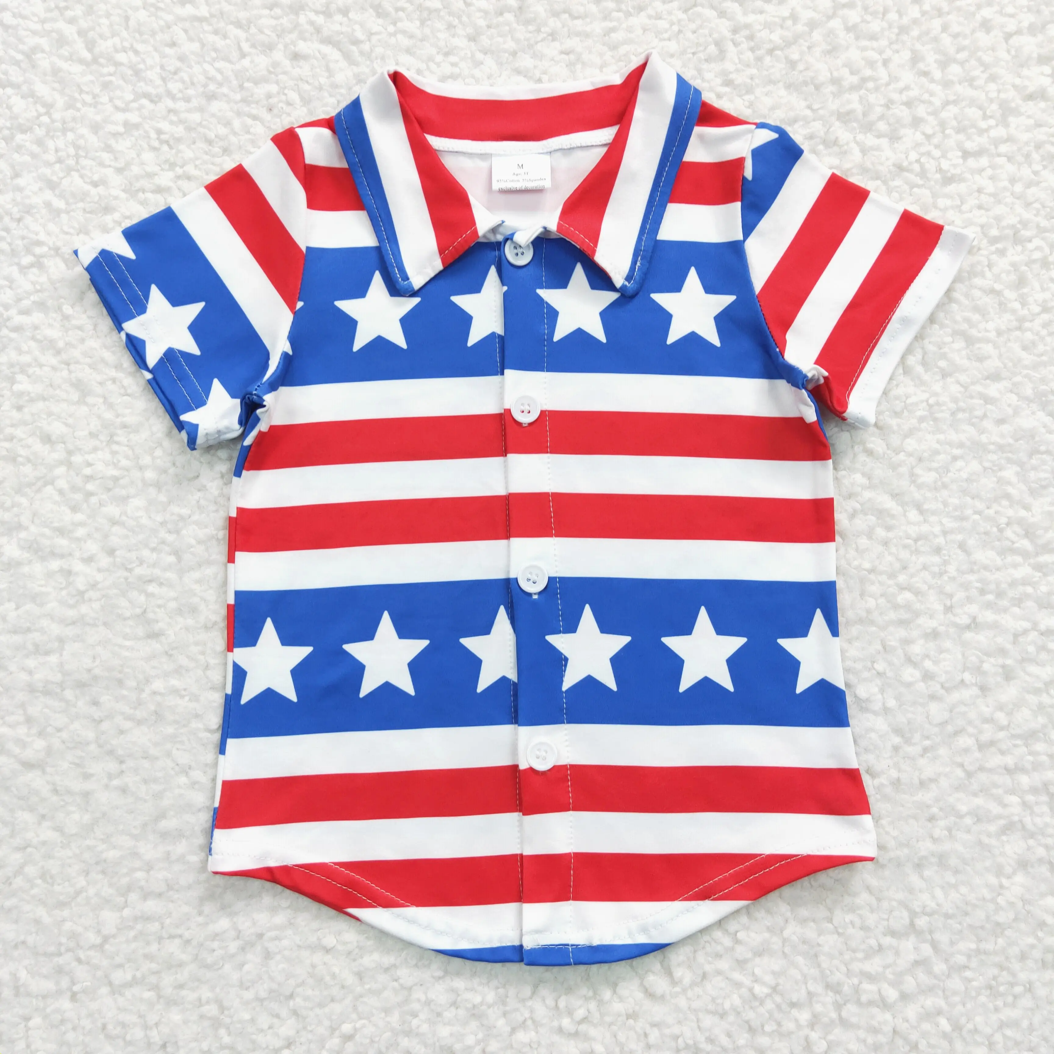 Kids Summer Clothes Independence Day July 4th Short Sleeve Shirts For Boys Milk Silk