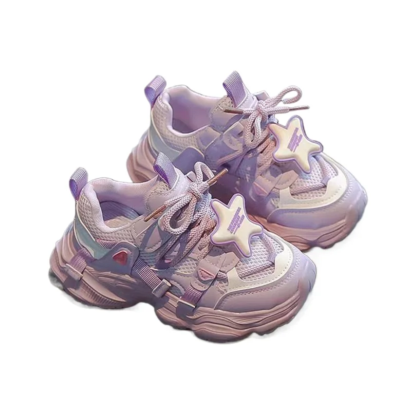 2024 Spring and Summer New Fashionable Children's Sports Shoes Breathable Girls Mesh Versatile and Comfortable Running Shoes