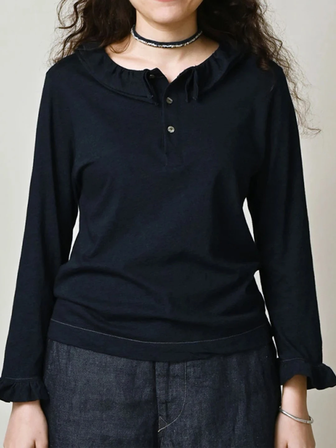 

Comfortable Breathable Casual Women's Shirt Spring 2026 New Style Three Buttons Henry Collar Cotton Long Sleeve Standard Fit