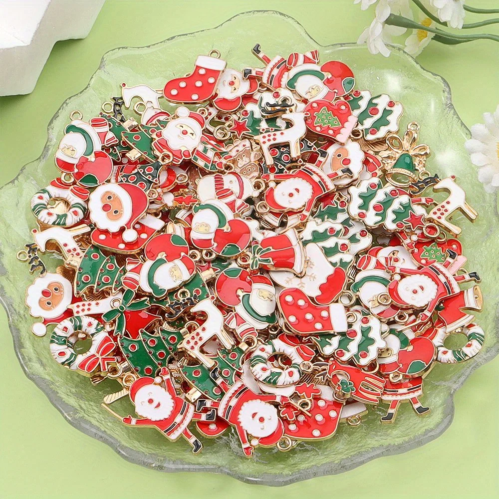 4/8/16pcsMulti-color Zinc Alloy Christmas Themed Pendants,DIY Bracelets,Necklaces Earrings Christmas Gift Decorative Accessories image 5