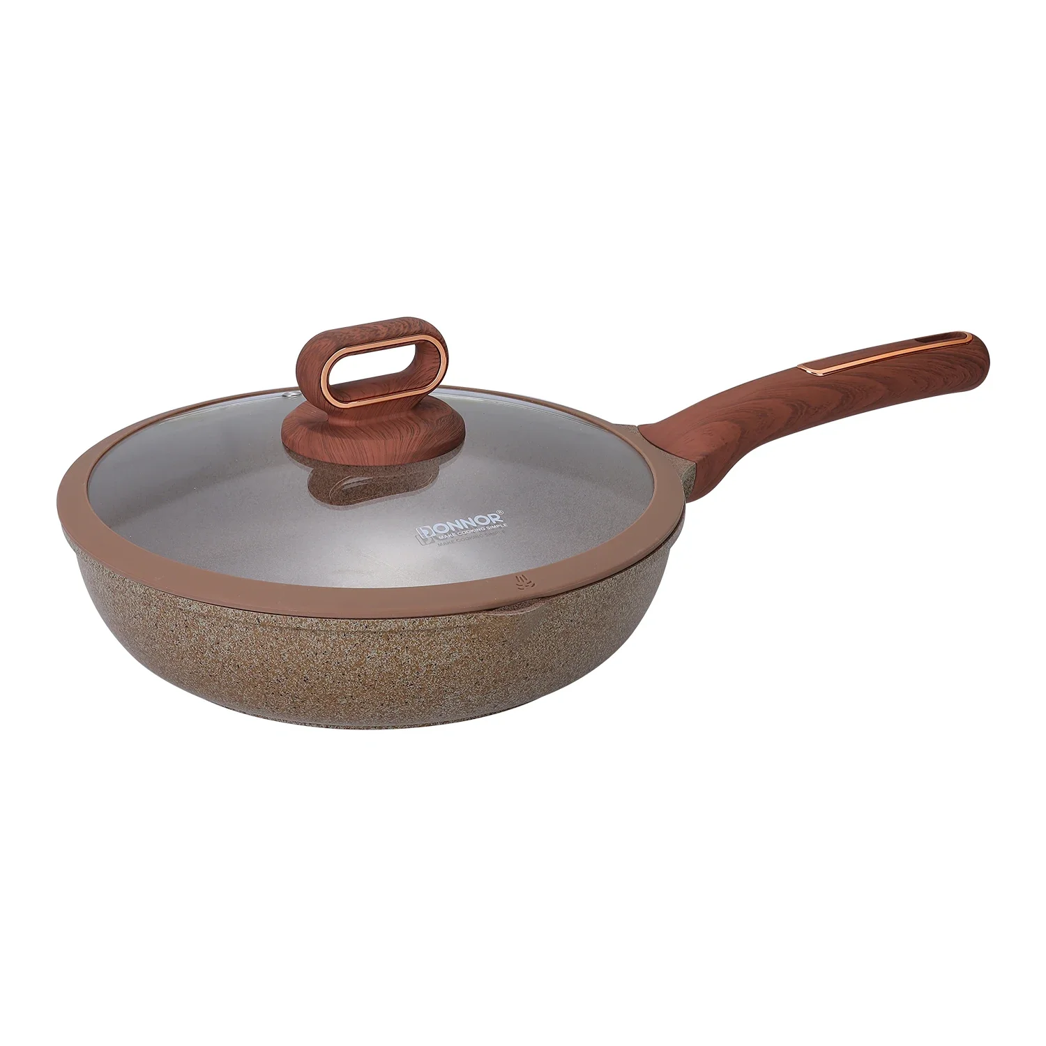 

DONNOR Frying Pans Nonstick with Lid 9.5in/2.5qt Saucepan Granite Coating Omelette Pan Healthy Cookware Grilled Steak Pans