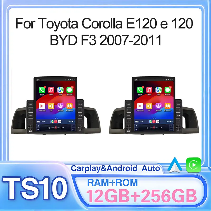 9,7-дюймовый вертикальный стиль для Tesla с экраном Android 15, автомобильное радио для Toyota Corolla E120 e 120 BYD F3 2007-2011, плеер с GPS-навигацией