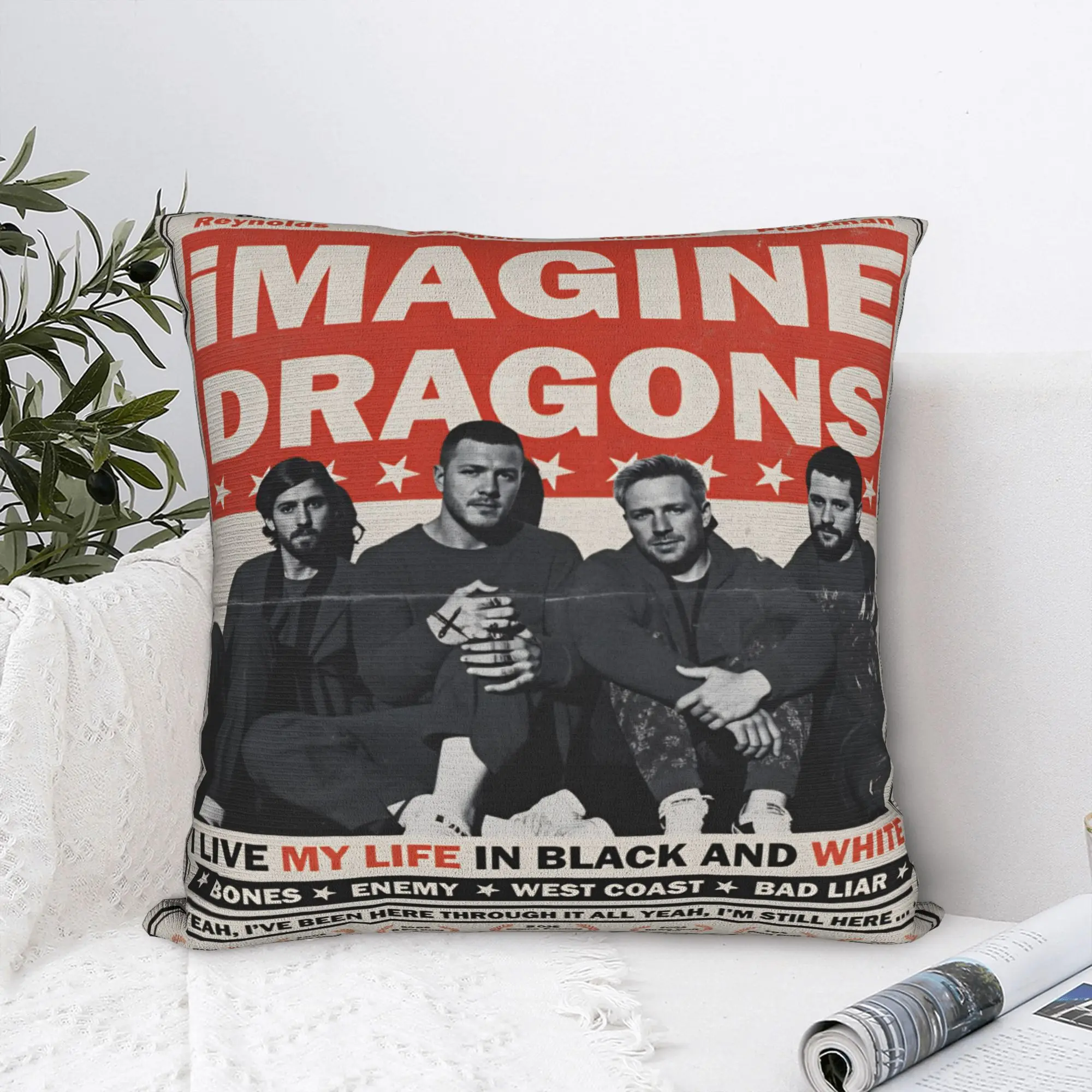Imagine Dragons Band Loom World Tour Pillow Cover  Kawaii Pillow Case For Sofa Bedroom Home Decor Graphic Pillowcases Gift
