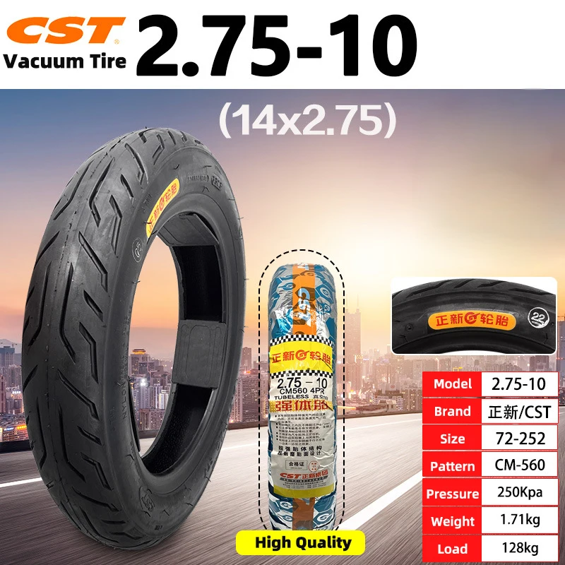 CST 2.50-10 2.75-10 3.00-10 Rubber Vacuum Tire Upgraded Thicken Vacuum Tire for Motorcycle Electric Bike Electric Scooter