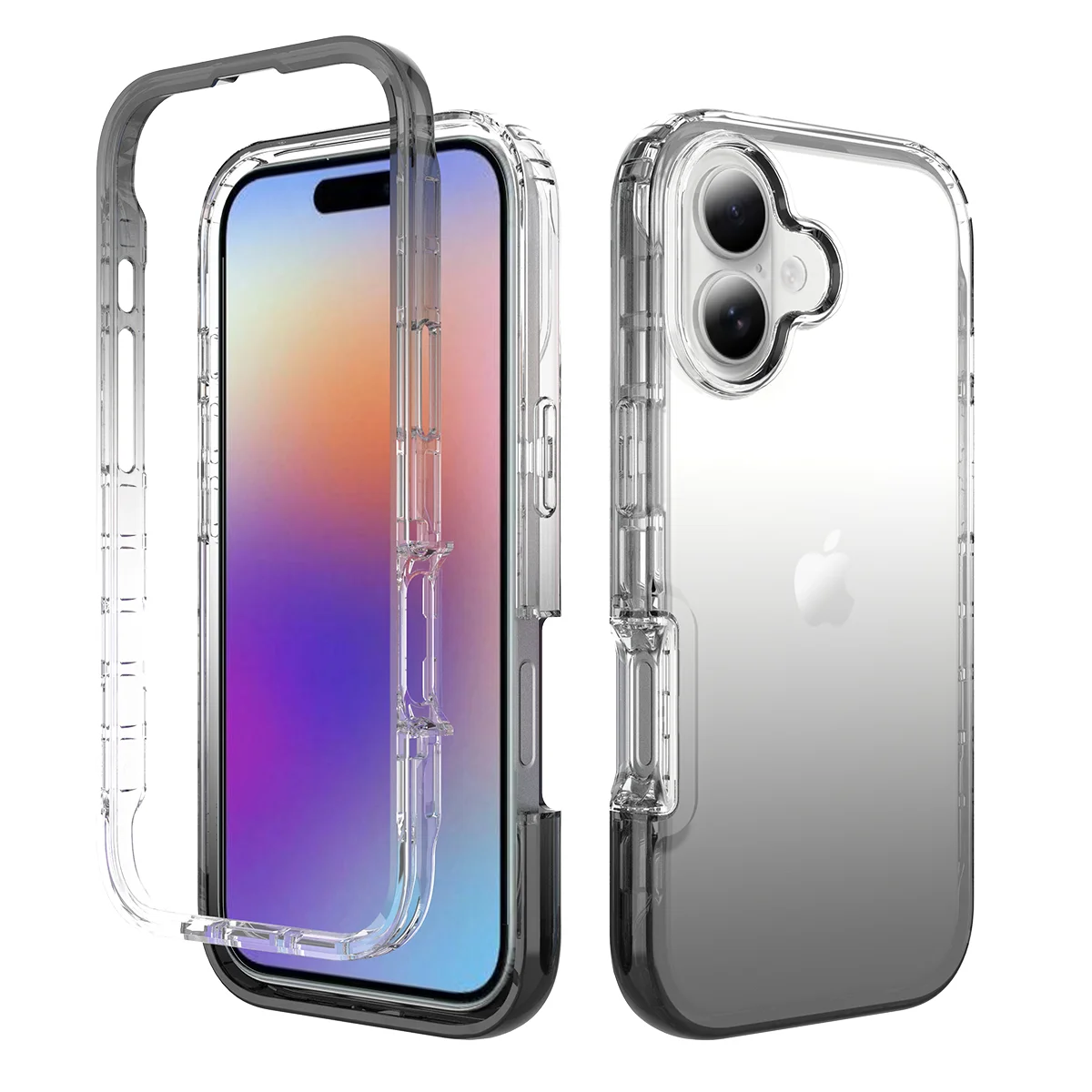 

Full Body Protection Gradient Bumper Transparent Case For iPhone 17 16 15 14 13 12 11 Pro Max Air Plus X XR XS Shockproof Cover