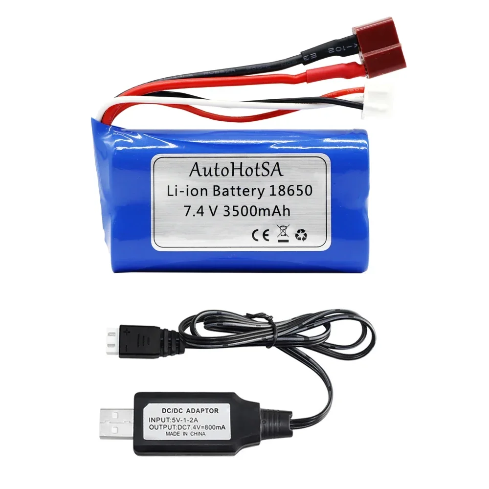 18650 7.4 V 3500 mAh 2 S Li-ion batterij T plug en oplader voor SCY-16102PRO SCY-16101PRO SCY-16103PRO SCY-16201PRO R/C auto onderdelen - afbeelding 1