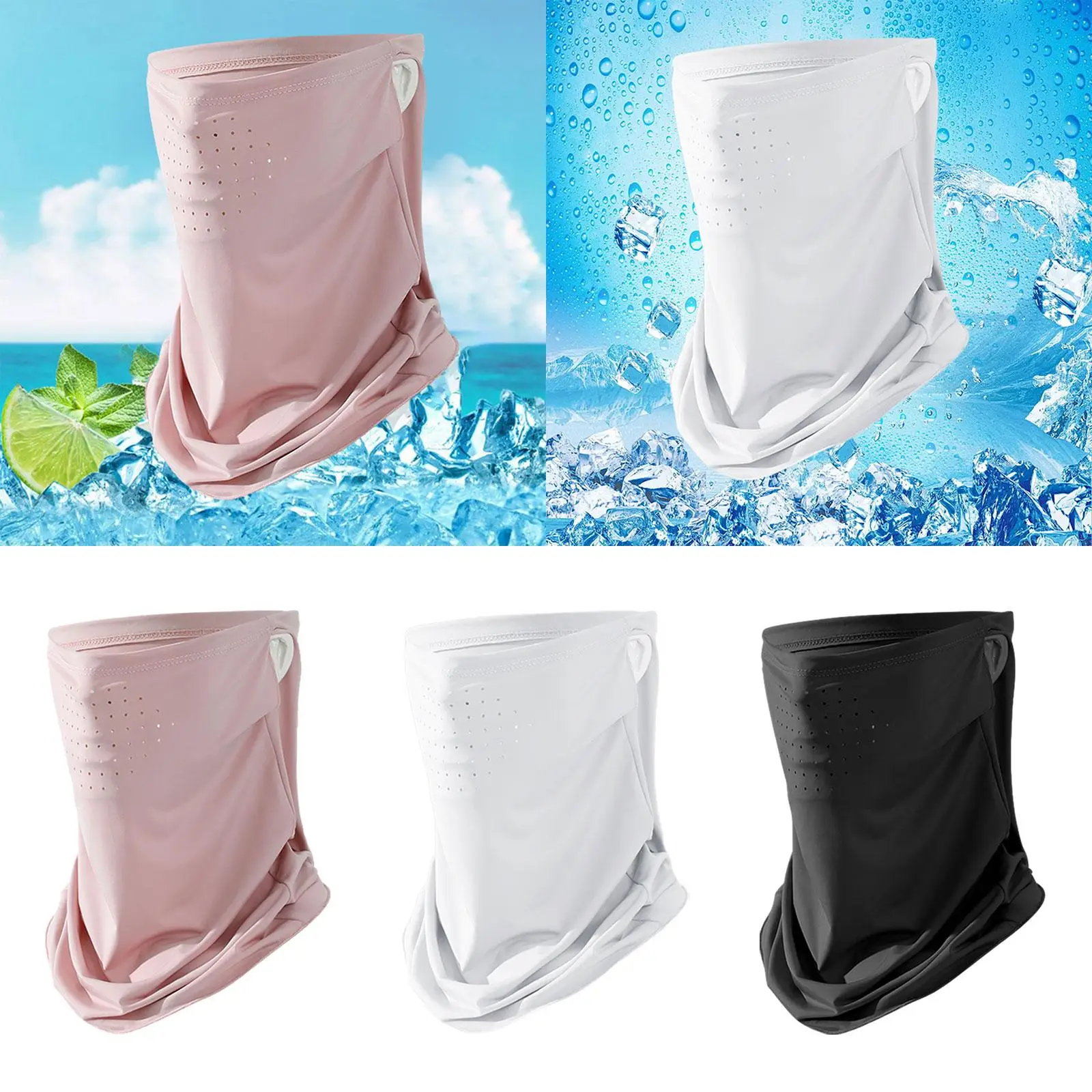 Face Mask Covering Cooling Portable Ice Silk Balaclava Reusable Earloop Neck Gaiter Scarf for Summer Outdoor Sport Men and Women