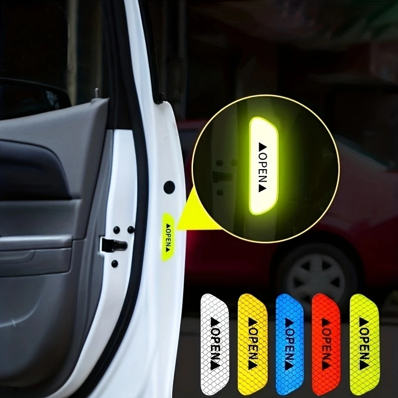 

Car Safety Reflective Sticker Set Security Warning Sticker Open Reflective Film Strong Reflective Door Opening Sticker Reflective Sticker Car Door Anti-Collision Strip Anti-Scratch Decorative Sticker