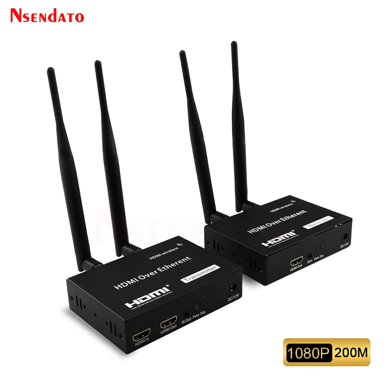 200M 2.4GHz/5GHz 1080P HDMI-Compatible Extender Wireless Video Transmitter and Receiver Kit With IR Loop Out For TV PC