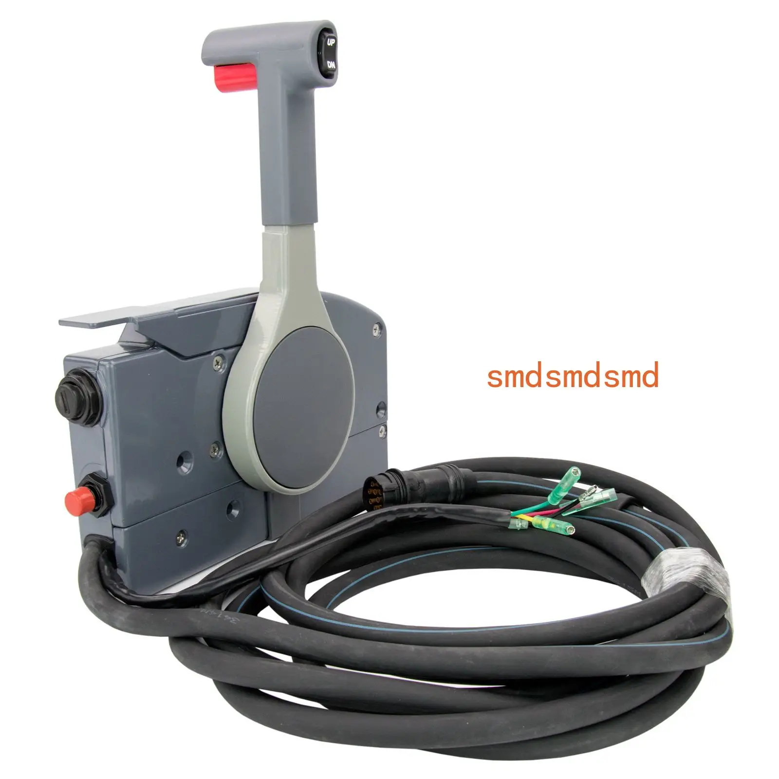 Boat Remote Control Box w/ 10-Pin Cable Trim Tilt Push Throttle for Outboard Left Side Mount