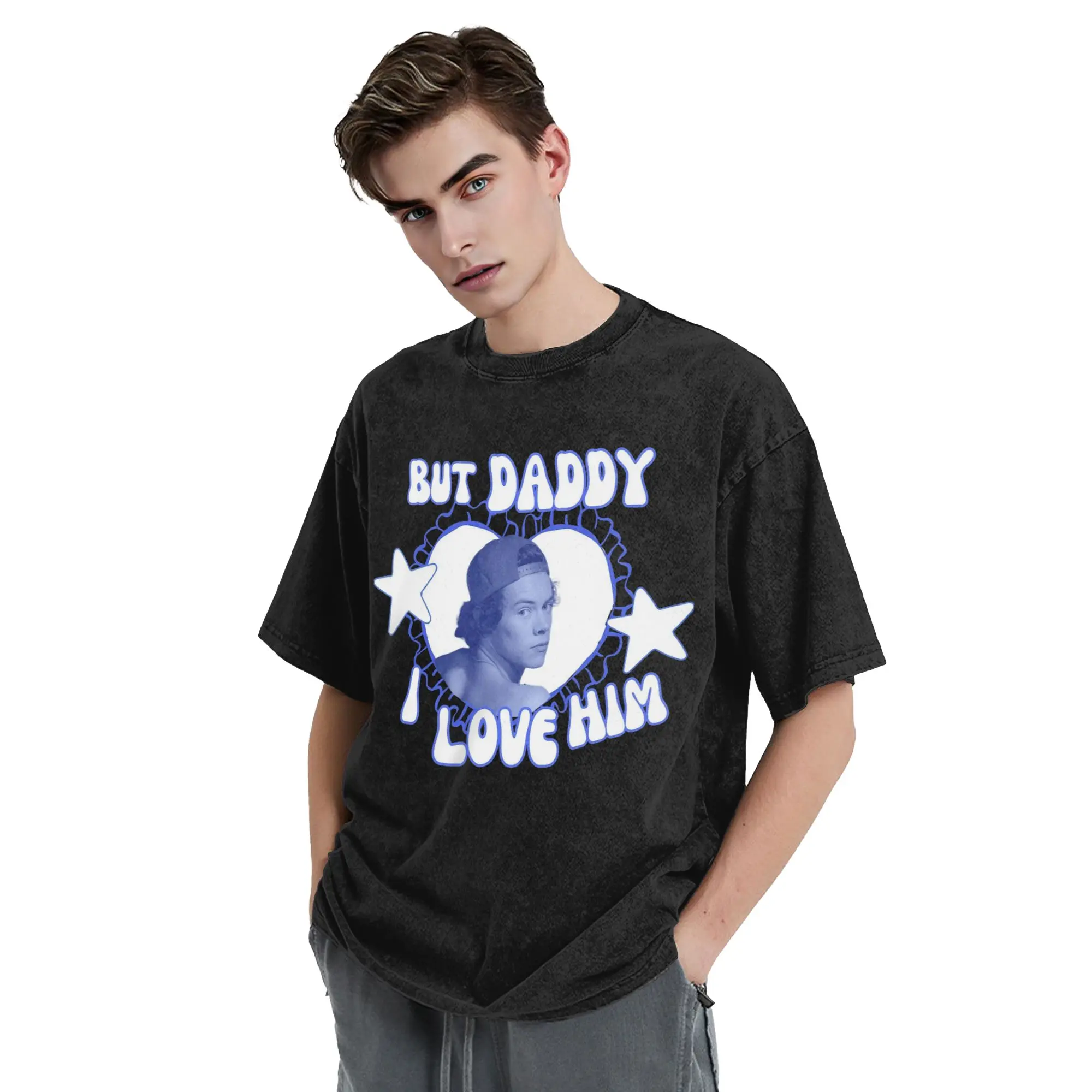 But Daddy I Love Him Harrys Styles Washed T Shirts Streetwear  Fashion T-Shirt  Tees for Men Women 100% Cotton Oversize Graphic