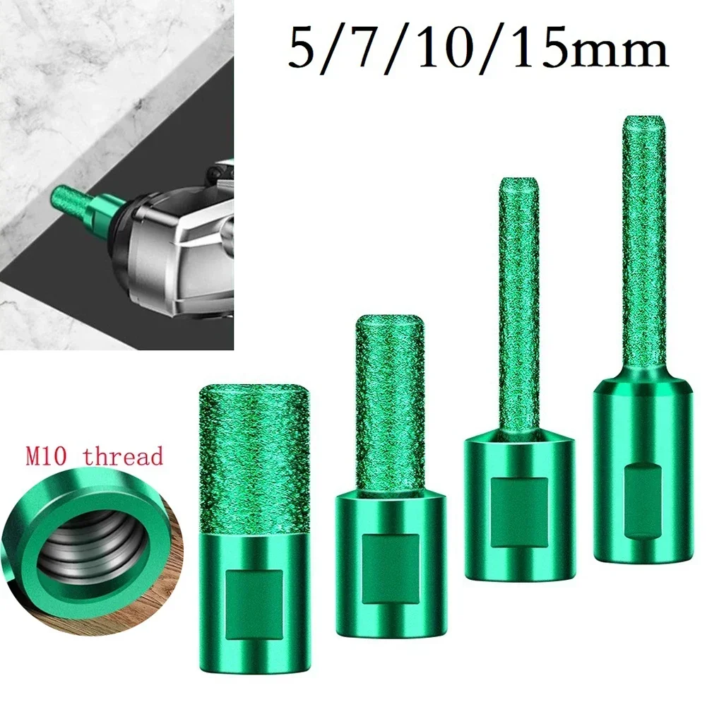 M10 Thread Vaccum Brazed Straight Router Bit Milling Cutter 5/7/10/15mm For Tile Milling Cutter For Wood Woodwork Tool