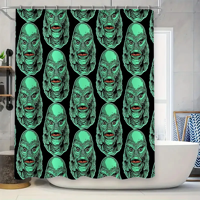 Monster Shower Curtain Halloween Gothic Horror Spooky Washable Bathroom Decor Vintage Retro Film Art Novelty Home Textile