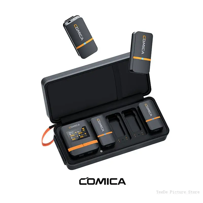 Microfono Lavalier Wireless COMICA Vimo Q con custodia di ricarica microfono per registrazione Audio Video con riduzione del rumore per fotocamera del telefono